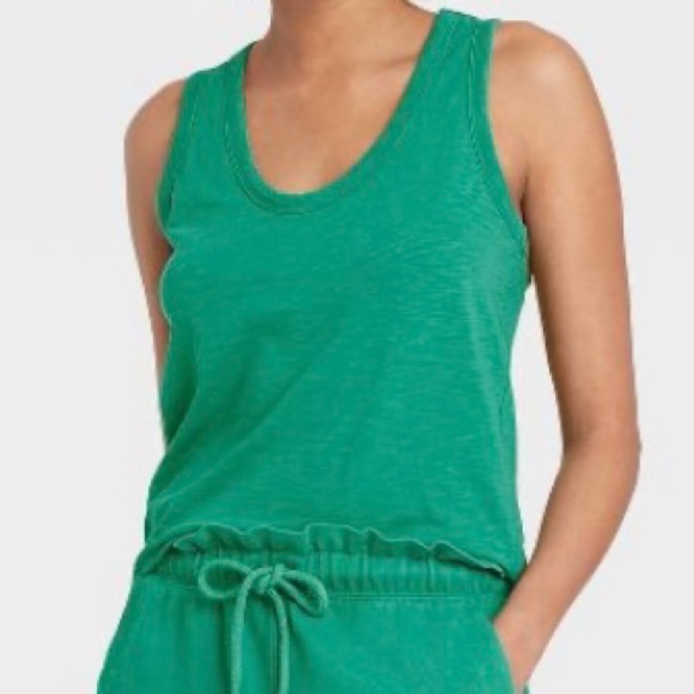 Green tank top Chico's Green top cotton tank top ribbed knit top